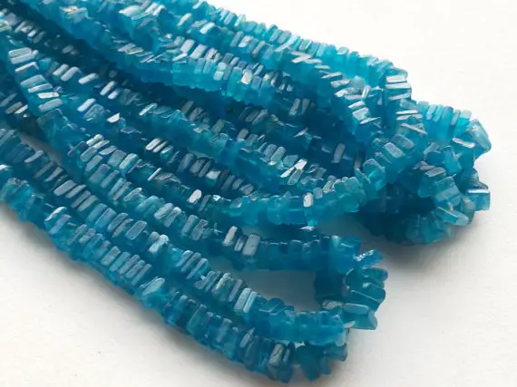 4-5mm Neon Apatite Square Heishi, Neon Blue Apatite Spacer Square Beads,  Neon Apatite Flat Square Beads (8in To 16in Options) - God3131
