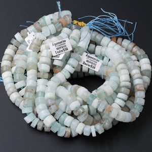 Matte Natural Blue Aquamarine Beads Large Wheel Rondelle Genuine Real Aquamarine Gemstone High Quality Designer Beads Full 15.5" Strand | Natural genuine beads Array beads for beading and jewelry making.  #jewelry #beads #beadedjewelry #diyjewelry #jewelrymaking #beadstore #beading #affiliate #ad