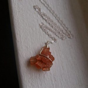 Aragonite Necklace, Aragonite Pendant, Aragonite Cluster, Aragonite Jewelry, Orange Crystal Necklace Silver, Mens Healing Crystal Necklace | Natural genuine Aragonite pendants. Buy handcrafted artisan men's jewelry, gifts for men.  Unique handmade mens fashion accessories. #jewelry #beadedpendants #beadedjewelry #shopping #gift #handmadejewelry #pendants #affiliate #ad