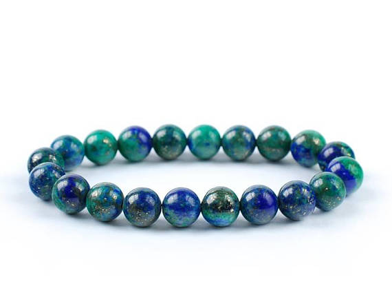 Azurite Malachite Bracelet, Azurite Malachite Bracelet 8 Mm Beads, Azurite, Bracelets, Metaphysical Crystals, Gifts, Crystals, Gemstones