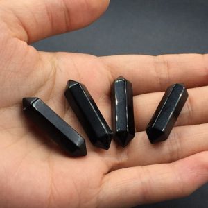 Black Onyx Point Double Terminated Black Agate Gemstone Cryatal Wand Point Pendant Perfect for Jewelry Making Mineral Healing Stone OB | Natural genuine stones & crystals in various shapes & sizes. Buy raw cut, tumbled, or polished gemstones for making jewelry or crystal healing energy vibration raising reiki stones. #crystals #gemstones #crystalhealing #crystalsandgemstones #energyhealing #affiliate #ad