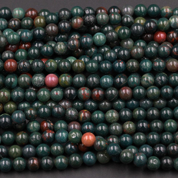 Real Genuine Bloodstone 4mm 6mm 8mm 10mm Round Beads 100% Natural Bloodstone 15.5" Strand