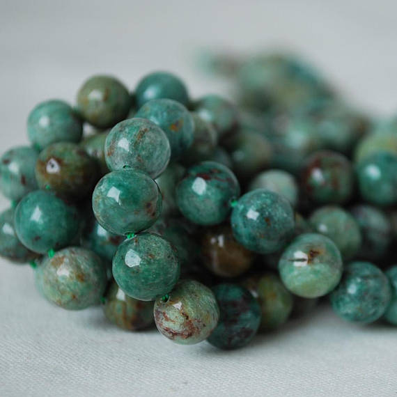 Natural Australian Bloodstone Semi-precious Gemstone Round Beads - 4mm, 6mm, 8mm, 10mm Sizes - 15" Strand