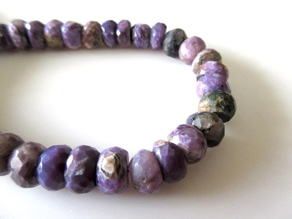 Charoite Faceted Rondelle Beads, 9mm To 10mm Charoite Beads, Natural Charoite Gemstone Beads, Sold As 5 Inch/10 Inch Strand, Gds1119