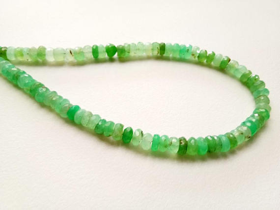 6mm Chrysoprase Faceted Rondelle Beads,  Natural Green Chrysoprase Faceted Rondelle Beads, 10 Inch Chrysoprase For Necklace - Ag5031