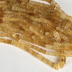 Shop Citrine Bead Shapes! 6-8mm Citrine Heishi Beads, Natural Shaded Citrine Square Heishi Beads, Citrine For Necklace Orange Flat Square (8IN To 16IN Options)- ANG11 | Natural genuine other-shape Citrine beads for beading and jewelry making.  #jewelry #beads #beadedjewelry #diyjewelry #jewelrymaking #beadstore #beading #affiliate #ad