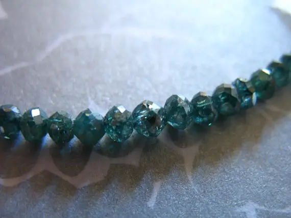 5 Pcs / 2-2.5 Mm Diamond Beads Rondelles, Blue Diamonds / Luxe Aaa / Precious Gemstone Gems, Something Blue Brides Bridal..drb 25 Tr
