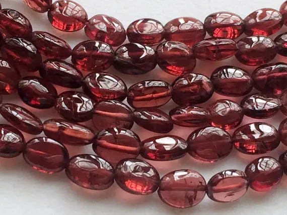 4.5-5mm Garnet Plain Oval Beads, Mozambique Garnet Oval Nugget Beads, Garnet Oval Nuggets For Jewelry (7in To 14in Options) - Ram17
