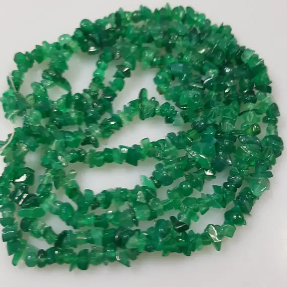 Grade Ab Genuine Natural Green Onyx Chip Beads, 4~6mm - 36" Strand