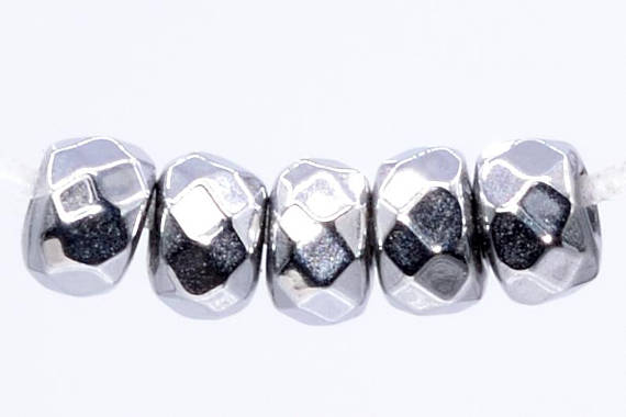 Hematite Gemstone Beads 3x2mm Silver Tone Faceted Rondelle Aaa Quality Loose Beads (101661)