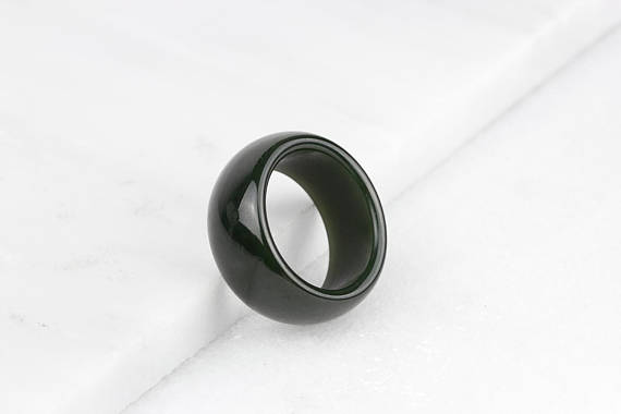 Mens Jade Ring, Mens Green Ring, Unique Mens Band, Green Jade Band Ring, Green Ring For Men, Wide Stone Ring