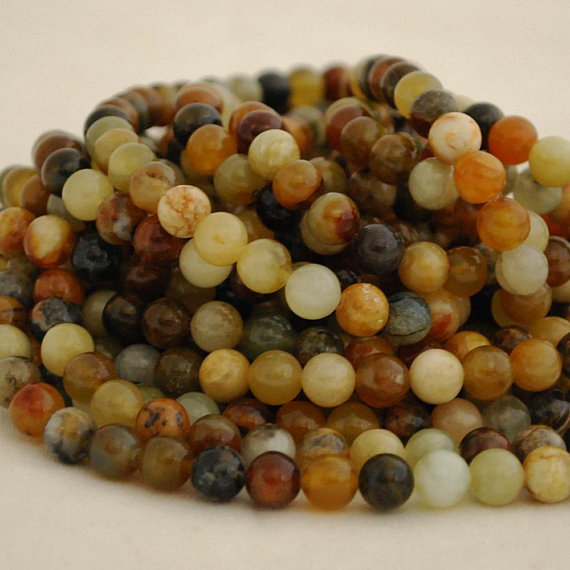 Flower Jade Round Beads - 4mm, 6mm, 8mm, 10mm Sizes - 14" Strand - Natural Gemstone Beads For Jewellery Making | Crystal Beads
