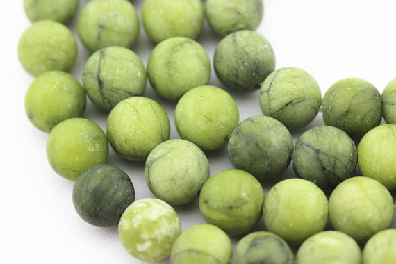 Natural Green Jade Matte Round Beads 4mm 6mm 8mm 10mm 12mm 15.5" Strand