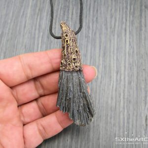 Shop Kyanite Necklaces! Black Kyanite pendant, amulet necklace, clay gemstones, base chakra, grounding  stone, Taurus zodiac, gift for him, for her, men jewelry | Natural genuine Kyanite necklaces. Buy crystal jewelry, handmade handcrafted artisan jewelry for women.  Unique handmade gift ideas. #jewelry #beadednecklaces #beadedjewelry #gift #shopping #handmadejewelry #fashion #style #product #necklaces #affiliate #ad