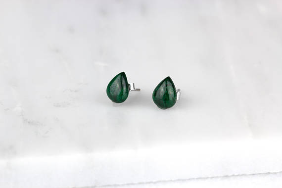Malachite Earrings/ Green Malachite/ Silver Malachite Studs/ Malachite Studs/ Green Stud Earrings