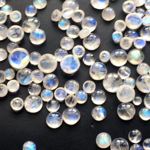 Shop Moonstone Round Beads! 5-10mm  Rainbow Moonstone Round Cabochons, Loose Flat Back Rainbow Moonstone, Blue Fire Gems For Jewelry (5Pcs To 25Pcs Options) – KRS277 | Natural genuine round Moonstone beads for beading and jewelry making.  #jewelry #beads #beadedjewelry #diyjewelry #jewelrymaking #beadstore #beading #affiliate #ad