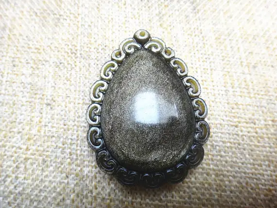 Natural Gold Obsidian Pendant Transfer Beads Amulet