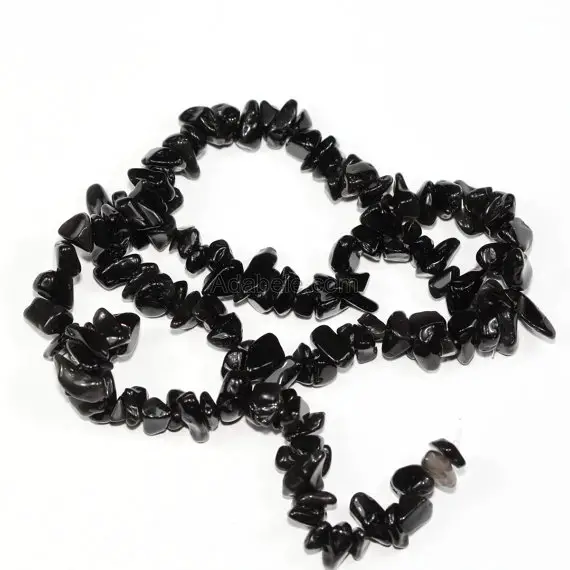 1 Strand/33" Top Quality Natural Black Obsidian Healing Gemstone Free Form 5-8mm Stone Chip Bead For Earrings Necklace Charm Jewelry Making