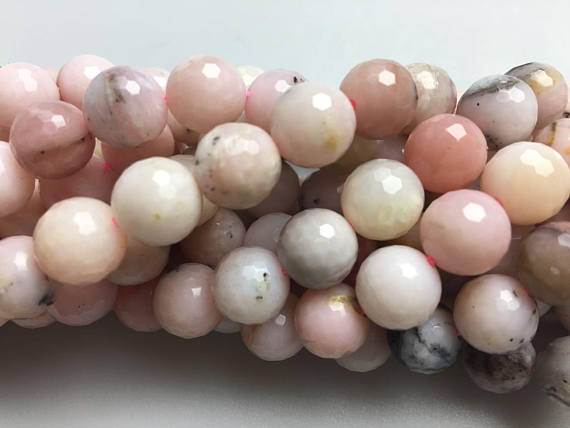 Natural Pink Opal Faceted Round Beads 6mm 8mm 10mm 12mm 15.5" Strand
