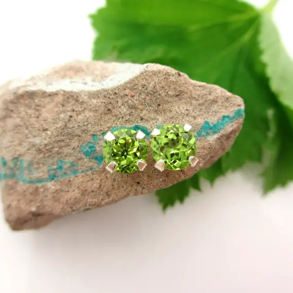 Peridot Earrings: Solid 14k Gold, Platinum, Or Sterling Silver Studs | Gemstone Jewelry For Men Or Women | Made In Oregon