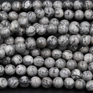 Shop Picture Jasper Beads! Matte Gray Map Stone Jasper Aka Gray Crazy Lace Jasper 4mm 6mm 8mm 10mm Round Beads 15.5" Strand | Natural genuine beads Picture Jasper beads for beading and jewelry making.  #jewelry #beads #beadedjewelry #diyjewelry #jewelrymaking #beadstore #beading #affiliate #ad