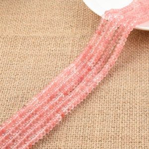Shop Rose Quartz Rondelle Beads! 4*6mm Rose red quartz rondelle beads 15.5" strand Full Strand Wholesale | Natural genuine rondelle Rose Quartz beads for beading and jewelry making.  #jewelry #beads #beadedjewelry #diyjewelry #jewelrymaking #beadstore #beading #affiliate #ad