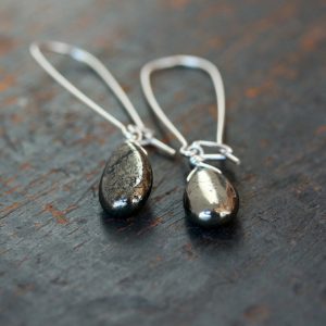 Shop Pyrite Jewelry! Pyrite Drop Earrings, Sterling Silver and Fool's Gold, Metallic Shine Gemstone Dangle Earrings, Handmade Jewelry | Natural genuine Pyrite jewelry. Buy crystal jewelry, handmade handcrafted artisan jewelry for women.  Unique handmade gift ideas. #jewelry #beadedjewelry #beadedjewelry #gift #shopping #handmadejewelry #fashion #style #product #jewelry #affiliate #ad