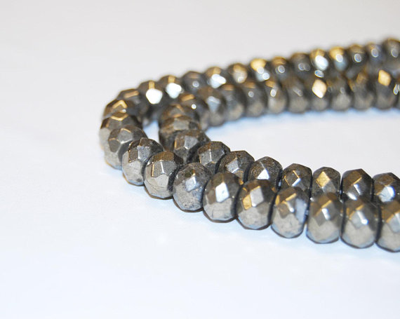 Pyrite Faceted Rondelle Beads 2x4mm 3x4mm 3x5mm 4x6mm 5x8mm 6x10mm 15.5" Strand