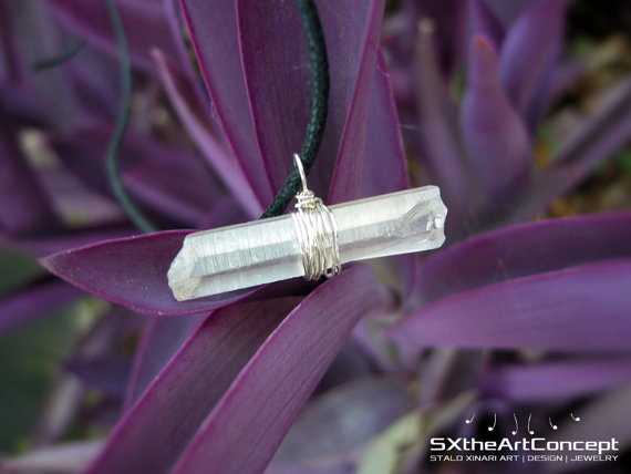 raw crystal necklace protection amulet Lodolite Quartz necklace Garden Quartz necklace