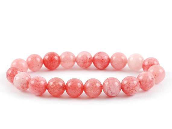 Strawberry Quartz Bracelet, Rose Quartz Bracelet 8 Mm Beads, Rose Quartz, Bracelets, Metaphysical Crystals, Gifts, Crystals, Gemstones, Gems