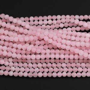 Shop Rose Quartz Beads! Matte Natural Pink Rose Quartz 4mm 6mm 8mm 10mm Round Beads Pastel Soft Baby Pink Gemstone 15.5" Strand | Natural genuine beads Rose Quartz beads for beading and jewelry making.  #jewelry #beads #beadedjewelry #diyjewelry #jewelrymaking #beadstore #beading #affiliate #ad