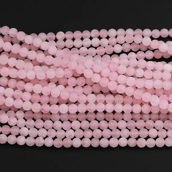Matte Natural Pink Rose Quartz 4mm 6mm 8mm 10mm Round Beads Pastel Soft Baby Pink Gemstone 15.5" Strand