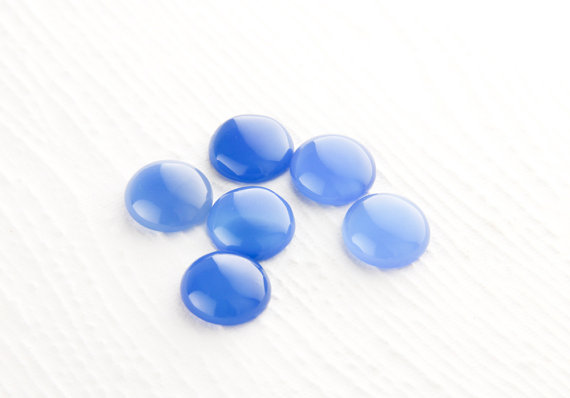 Round Blue Onyx 12mm Cabochons, 2 Pieces