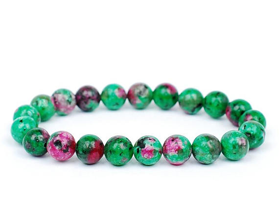 Ruby Zoisite Bracelet, Ruby Zoisite Bracelet 8 Mm Beads, Stones, Crystals, Rocks, Gifts, Gemstones, Gems, Zodiac Crystals, Healing Crystals
