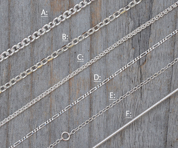 Solid Sterling Silver Chain Necklace: Omega, Cable, Spiga, Figaro, Belcher, Trace Links