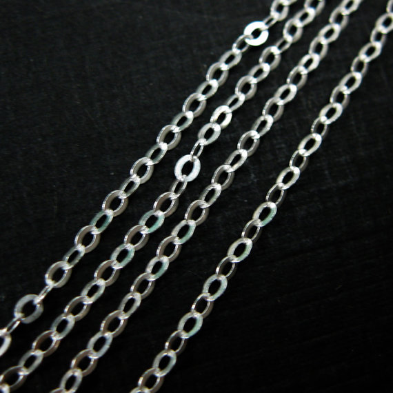Sterling Silver Chain, Unfinished Bulk Chain, Cable Flat Oval, Cable Chain-jewelry Making Chain  ( 6 Feet  Or 72 Inches) - Sku: 101021