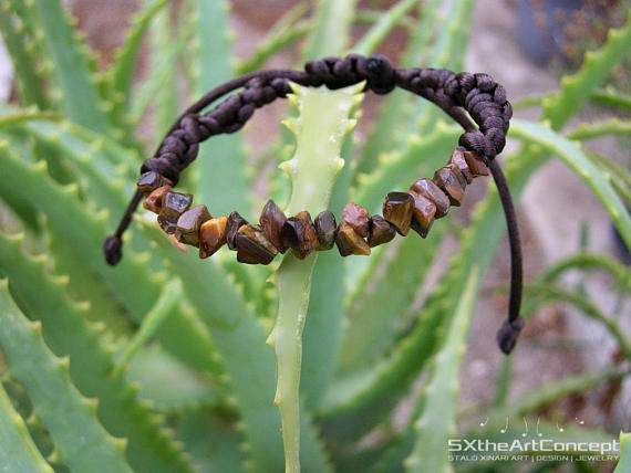 Tiger's Eye Bracelet, Stacking Wristband, Protection Stone, Unisex Braided Cuff, Men Gift Jewelry