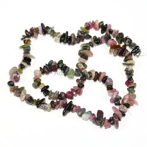 1 Strand/33" Natural Multi Colors Tourmaline Healing Gemstone Smooth Free Form 5-8mm Stone Chip Beads For Earrings Bracelet Jewelry Making