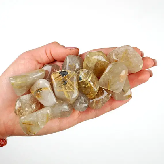 Rutilated Quartz Tumbled Stone, Rutilated Quartz, Tumbled Stones, Stones, Crystals, Rocks, Gifts, Gemstones, Gems, Zodiac Crystals, Healing