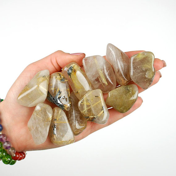 Rutilated Quartz Tumbled Stone, Rutilated Quartz, Tumbled Stones, Venus Hair, Venus Hair Stones, Crystals, Gifts, Rocks, Zodiac Crystals