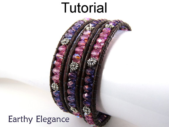 Beaded Leather Wrap Bracelet Tutorial Pdf: "earthy Elegance Bracelet" Design