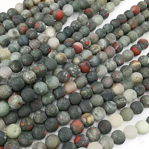 Matte African Bloodstone Beads , Gemstone Loose Beads 6mm 8mm 10mm 12mm
