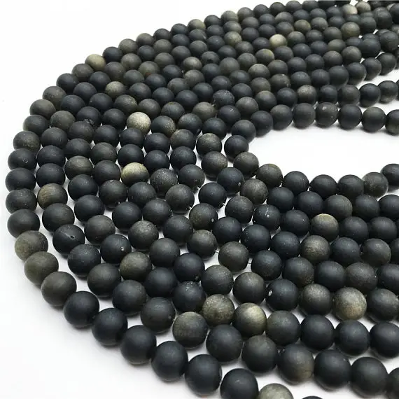 Matte Golden Obsidian Round Beads ,6mm 8mm 10mm 12mm Loose Gemstone Beads