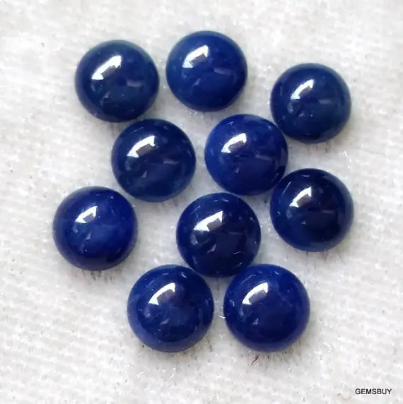 1 Pieces 6mm Blue Sapphire Cabochon Round Aaa Quality Gemstone Unheated Or Untreated 100% Natural.. Blue Sapphire Round Cabochon Gemstone