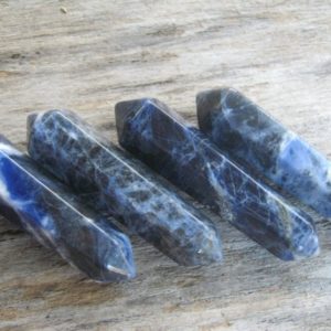 Shop Sodalite Points & Wands! 1 Sodalite Wand, (One) DOUBLE TERMINATED Sodalite Wand, Mineral Specimen, Blue Meditation Stone, Reiki Gemstone, 2 1/2 inches x 5/8 inch | Natural genuine stones & crystals in various shapes & sizes. Buy raw cut, tumbled, or polished gemstones for making jewelry or crystal healing energy vibration raising reiki stones. #crystals #gemstones #crystalhealing #crystalsandgemstones #energyhealing #affiliate #ad