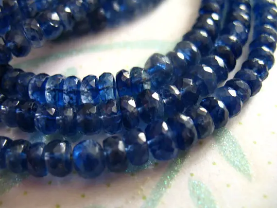5-100 Pcs Kyanite Rondelles Beads, Luxe Aa, 3-4 Or 4-5 Mm / Kashmir Sapphire Blue, Bridal Brides Something Blue / Tr 34 45 Solo