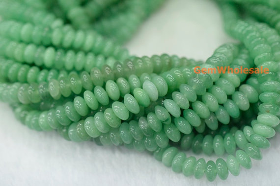 15.5" 8x5mm Natural Green Aventurine Rondelle Beads, Green Aventurine Disc Beads, Green Aventurine Roundel Beads