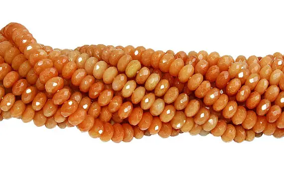 15 In Strand 8 Mm Red Aventurine Rondelle Faceted Gemstone Beads (rderlf0008)