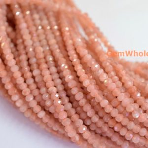 15" Sunstone 2x3mm rondelle faceted beads,high quality, semi-precious stone, sunstone roundel faceted, shining quality, gemstone wholesaler | Natural genuine beads Gemstone beads for beading and jewelry making.  #jewelry #beads #beadedjewelry #diyjewelry #jewelrymaking #beadstore #beading #affiliate #ad