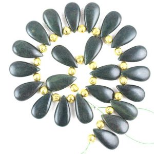 Shop Bloodstone Bead Shapes! 23 Piece Natural Bloodstone Briolette,Bloodstone Gemstone,Dark Green,Green Gemstone,9×17-9.5×18 MM,Gemstones,8" Long,Wholesale Price,Sale | Natural genuine other-shape Bloodstone beads for beading and jewelry making.  #jewelry #beads #beadedjewelry #diyjewelry #jewelrymaking #beadstore #beading #affiliate #ad